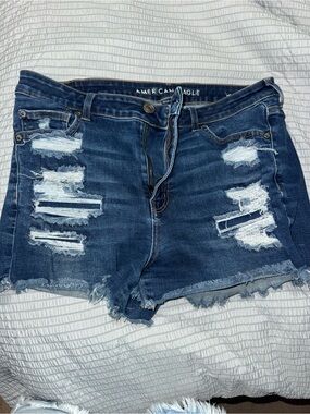 American Eagle Outfitters Distressed Dark Blue Denim Cutoff Shorts